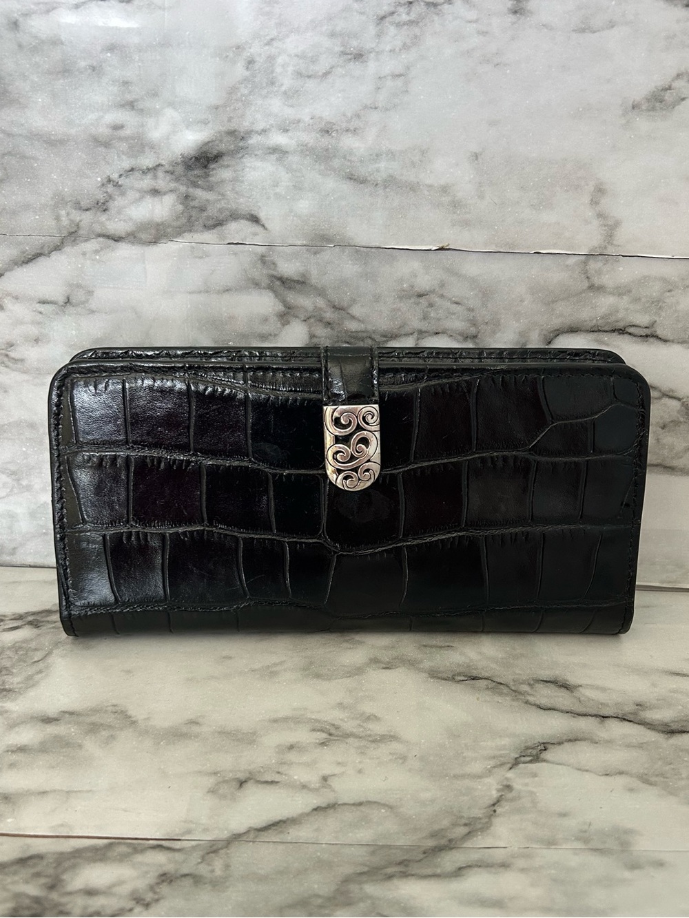 Brighton | croc embossed leather Wallet with silver-tone snap with card holder